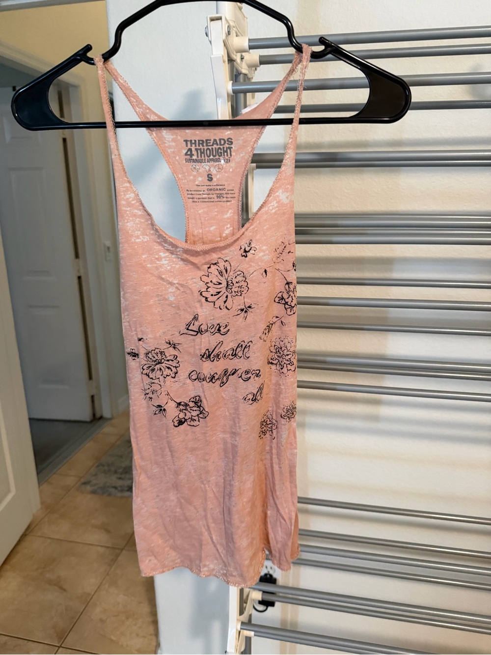 Threads 4 Thought Peach-Pink Floral Racerback Tank